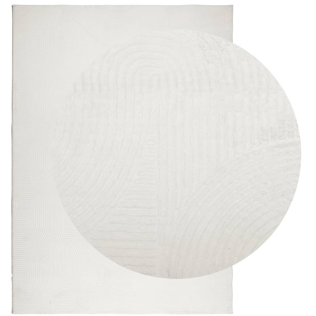 Tapete de pelo curto iza visual escandinavo 200x280cm cor creme