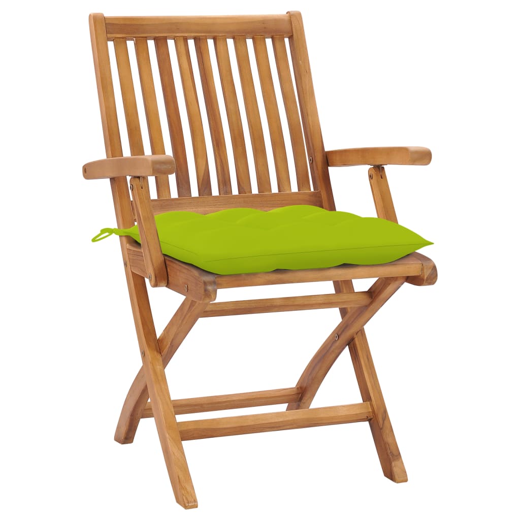 Cadeiras jardim c/ almofadões verde brilhante 2 pcs teca maciça
