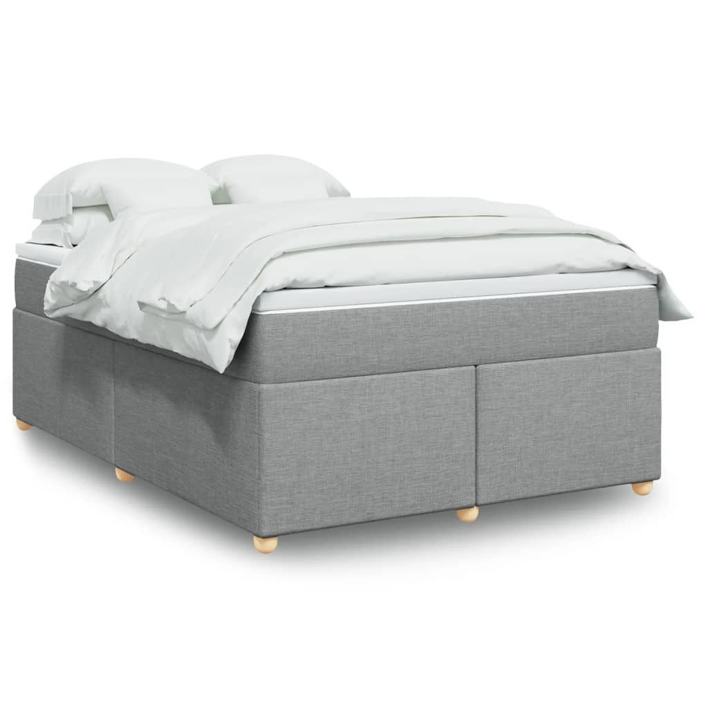 Cama com molas/colchão 140x190 cm tecido cinzento-claro