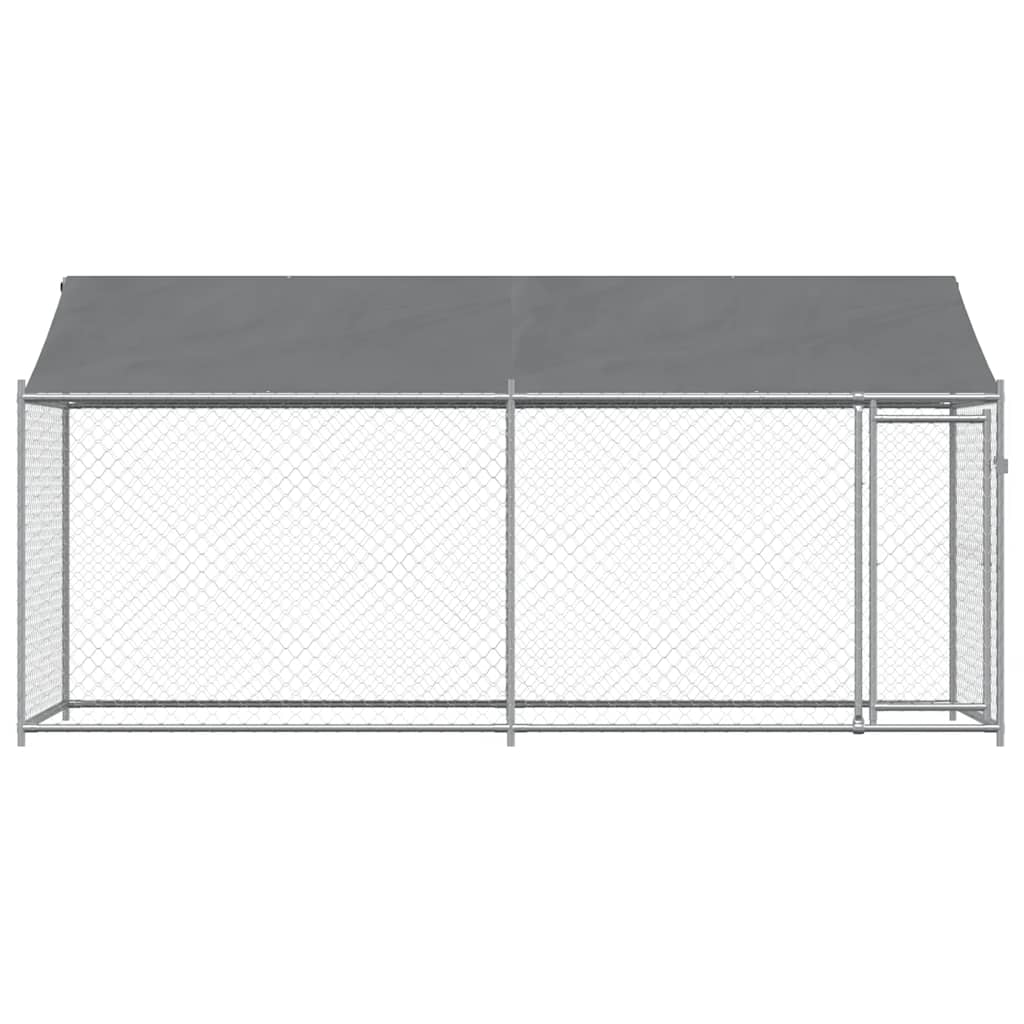 Jaula para cão com telhado/porta 4x2x2 m aço galvanizado cinza