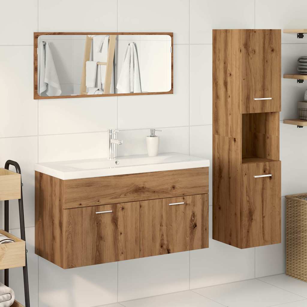 4 Pcs móveis de casa de banho deriv. madeira carvalho artisiano