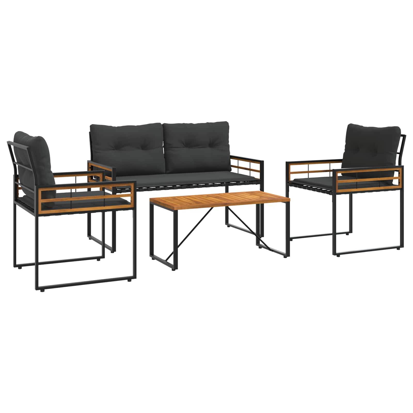 Conjunto de móveis para exterior 4 unid. cinzento-baço