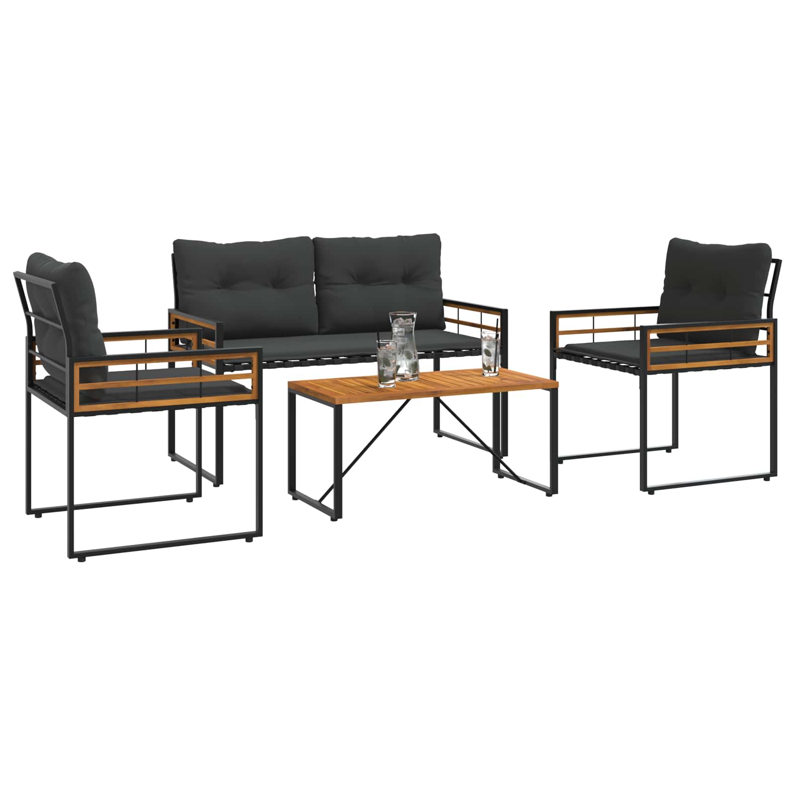 Conjunto de móveis para exterior 4 unid. cinzento-baço