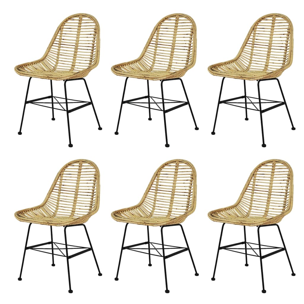 Cadeiras de jantar 6 pcs vime genuíno
