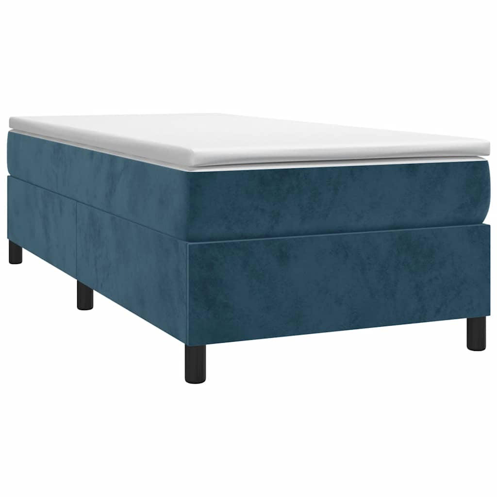 Cama com molas/colchão 90x200 cm veludo azul-escuro