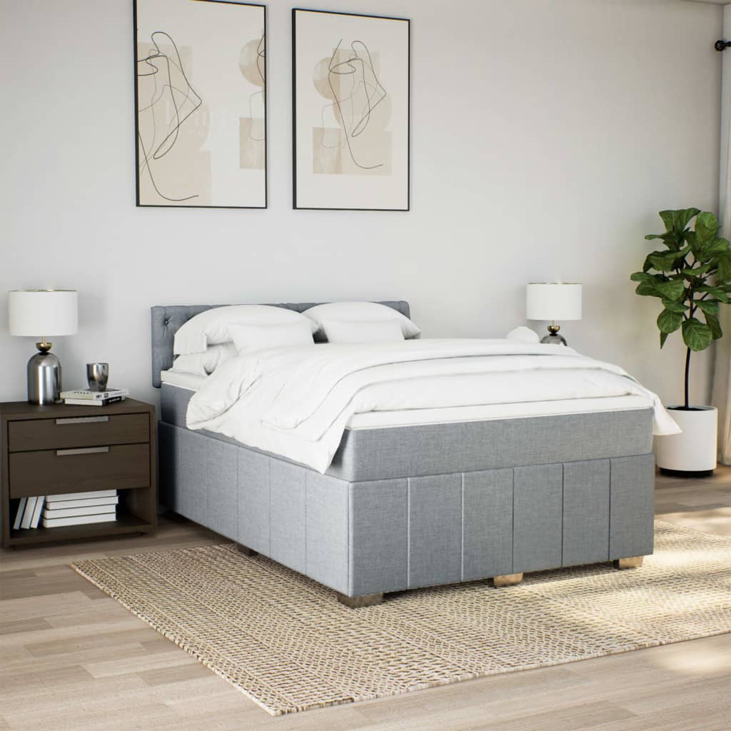 Cama com molas/colchão 140x200 cm tecido cinzento-claro