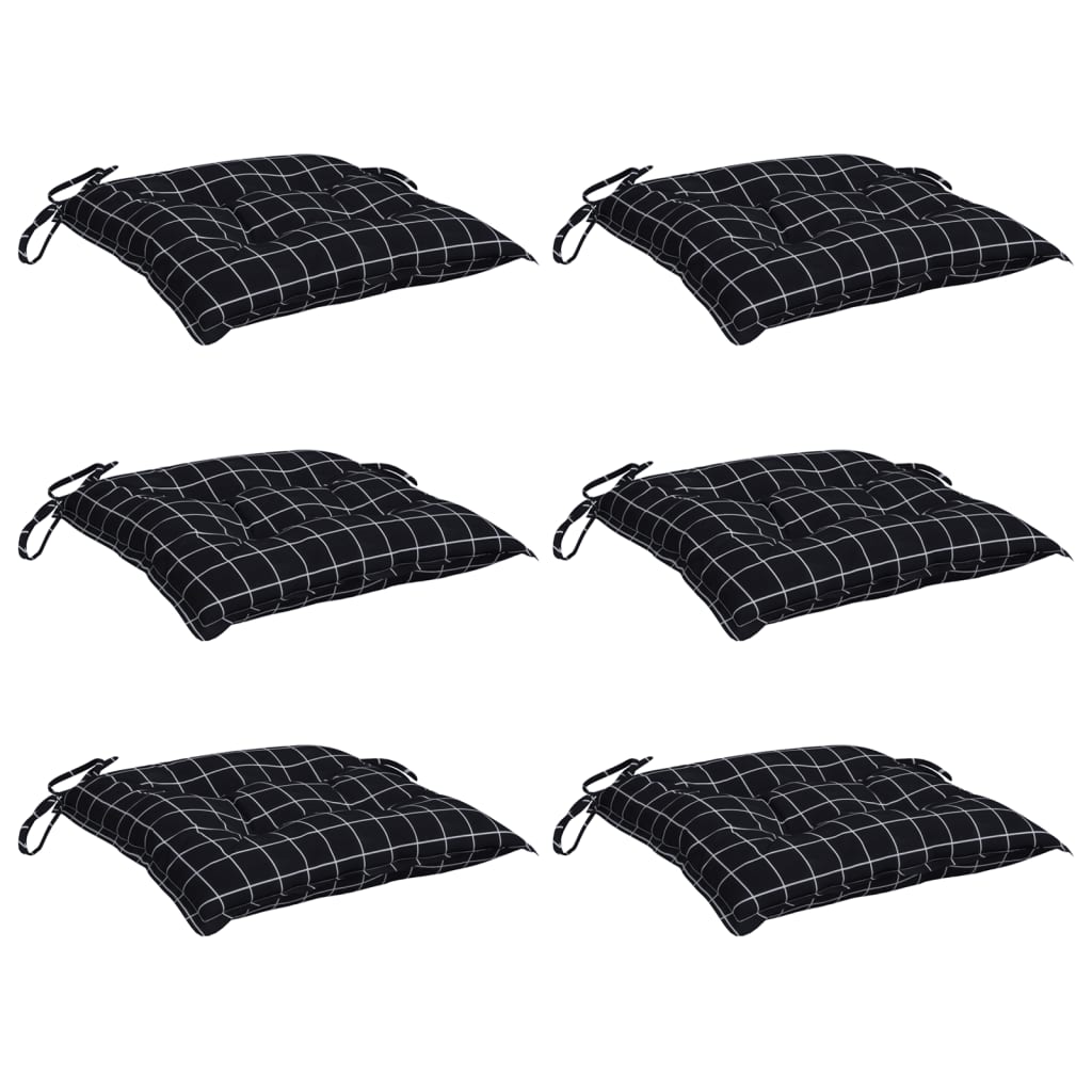 Almofadões p/ cadeira 6 pcs tecido oxford padrão xadrez preto