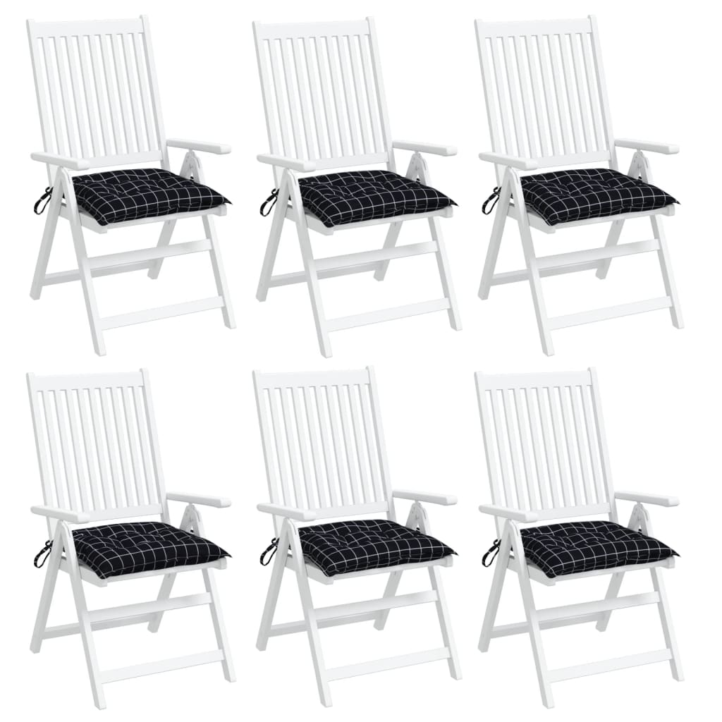 Almofadões p/ cadeira 6 pcs tecido oxford padrão xadrez preto