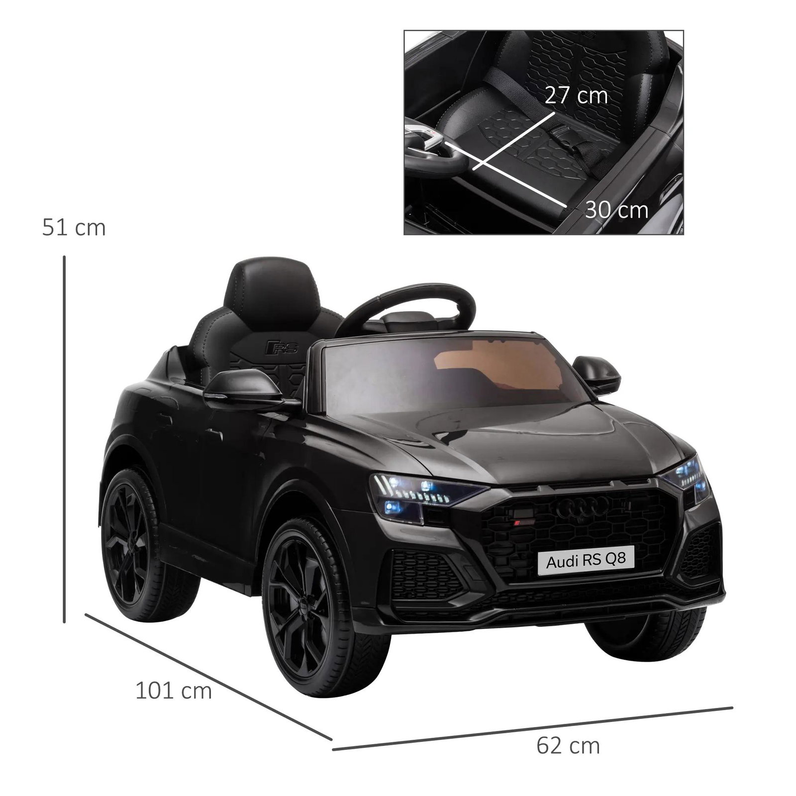Carro Elétrico Infantil para Crianças de 3-5 Anos Licença Audi RS Q8 com Bateria 6V Controle a Distância Música MP3 Buzina e Luz