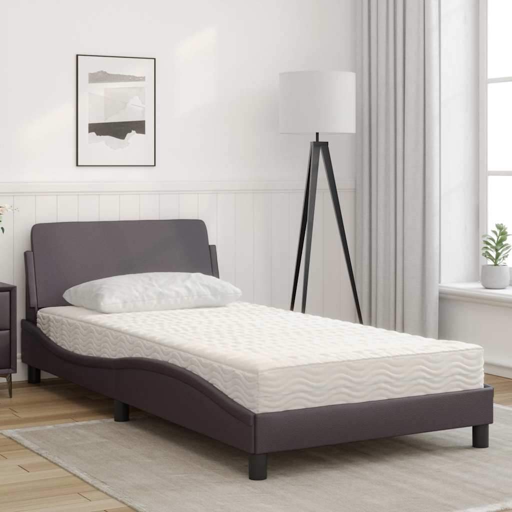 Cama com colchão dover 100x200 cm couro artificial cinzento