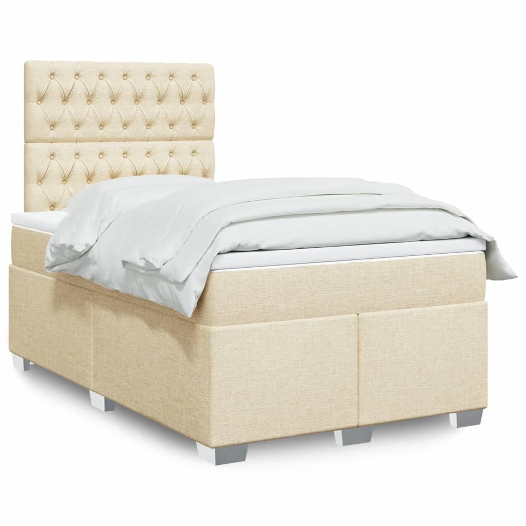 Cama boxspring com colchão 120x190 cm tecido cor creme