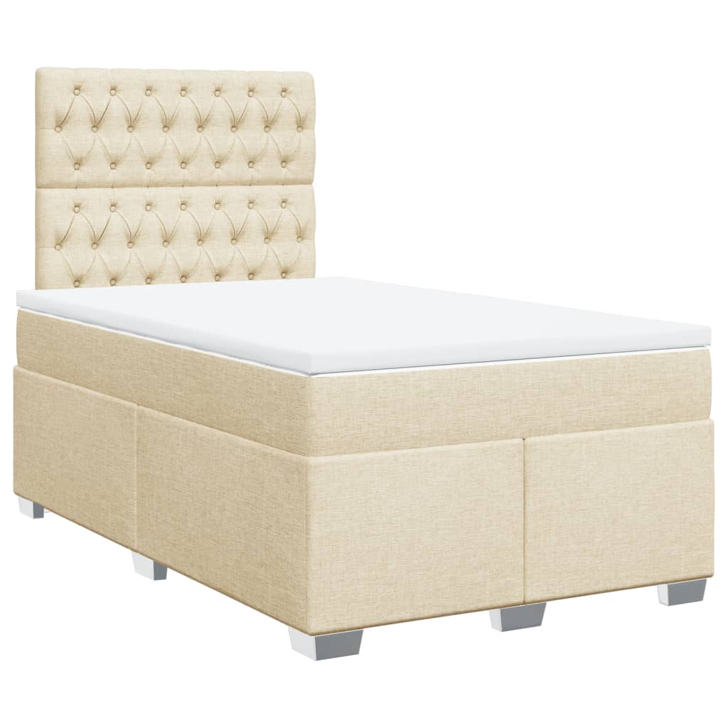 Cama boxspring com colchão 120x190 cm tecido cor creme