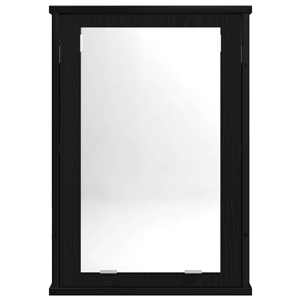 Armário de banheiro com espelho em carvalho preto, 42x12x60 cm, madeira engenheirada
