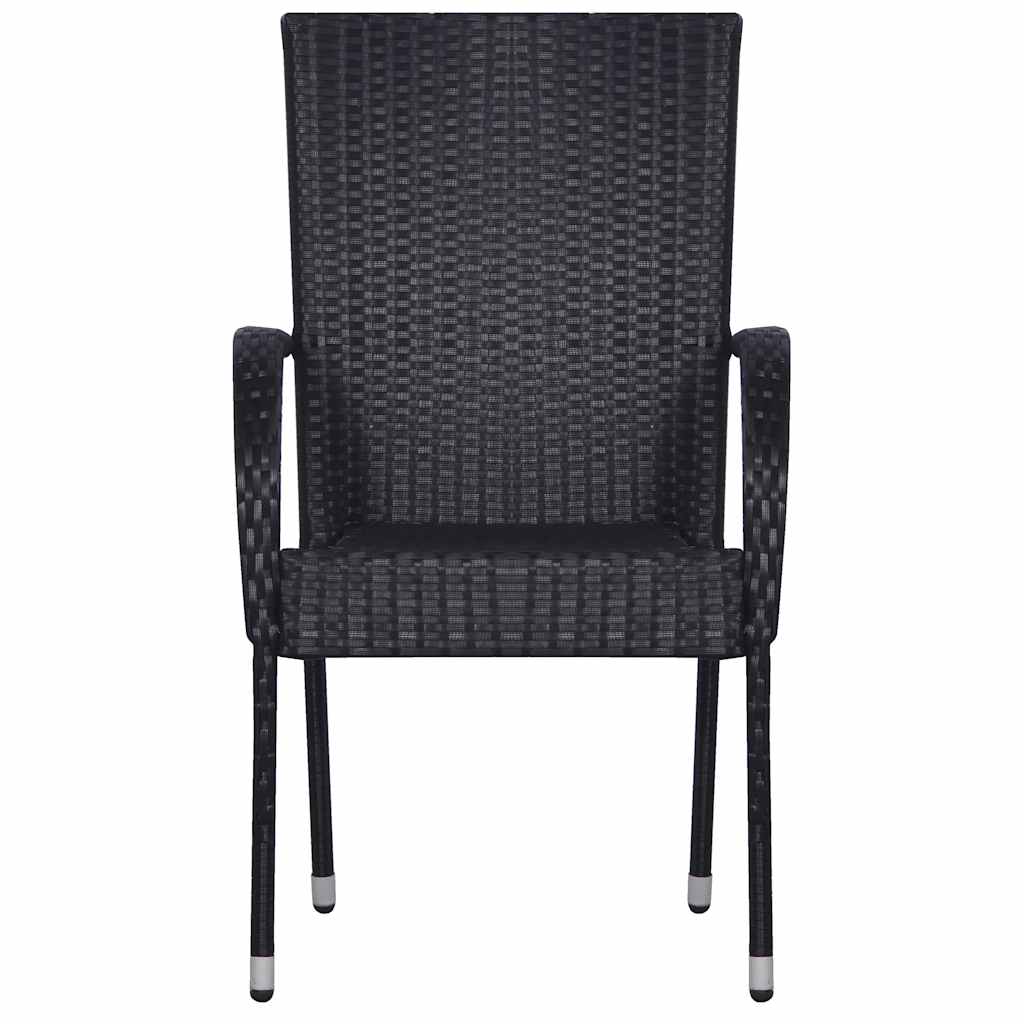 7 Pcs conjunto de jantar para jardim preto