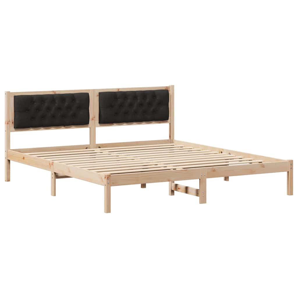 Estrutura da cama preto 160 x 200 cm madeira de pinheiro sólida