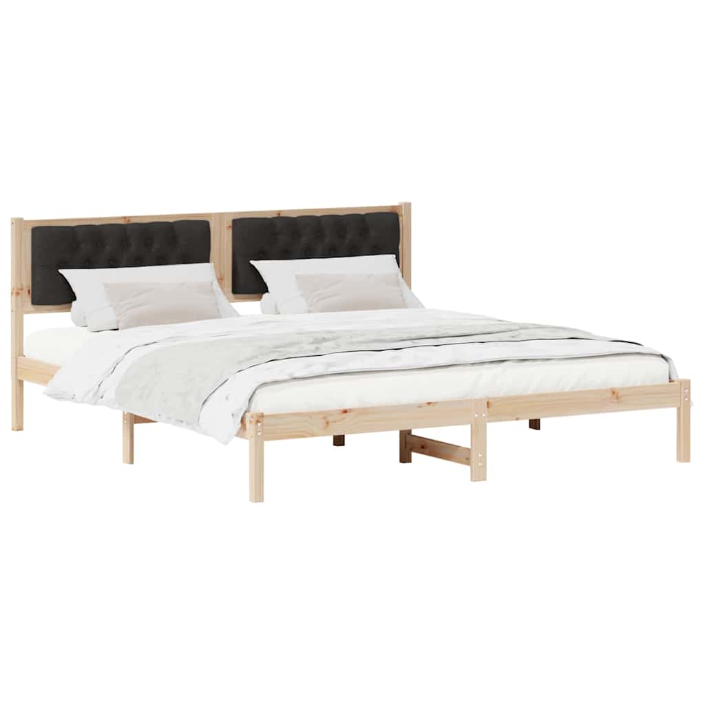 Estrutura da cama preto 160 x 200 cm madeira de pinheiro sólida