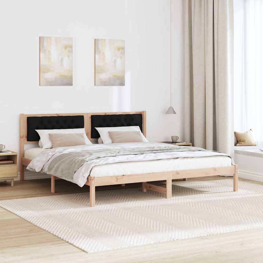 Estrutura da cama preto 160 x 200 cm madeira de pinheiro sólida
