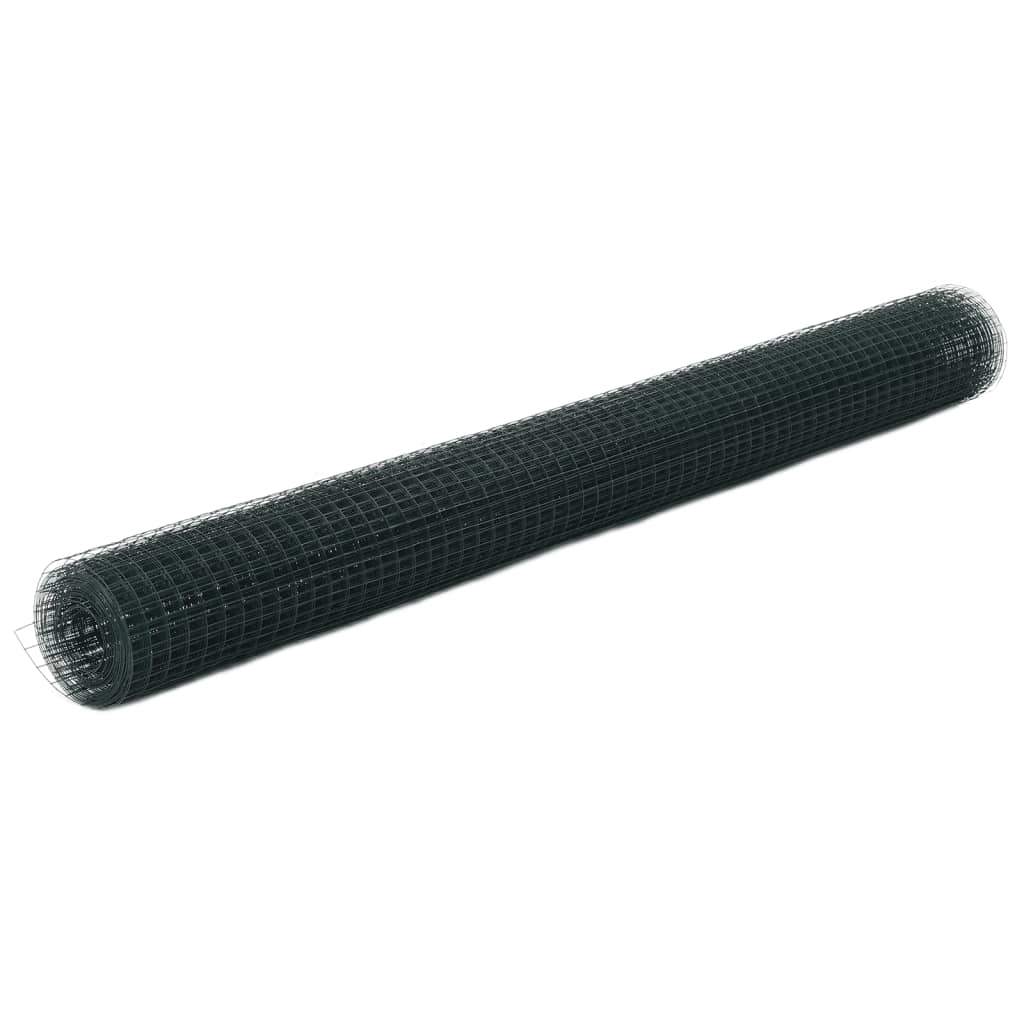 Cerca arame galinheiro 10x1,5 m aço c/ revestimento PVC verde