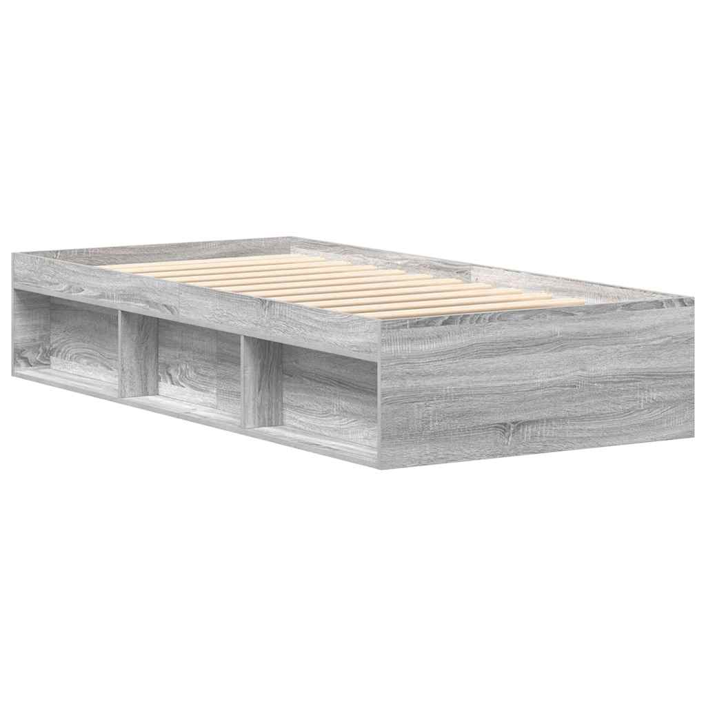 Estrutura de cama solteiro 75x190 cm cinzento sonoma