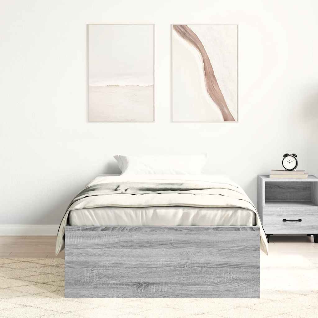 Estrutura de cama solteiro 75x190 cm cinzento sonoma