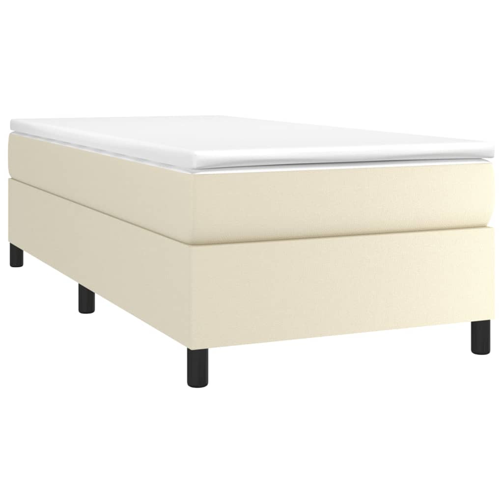 Cama com molas/colchão 90x200 cm couro artificial cor creme