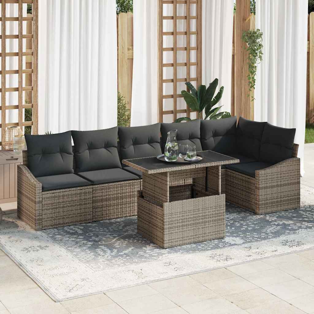 Conjunto de sofá de jardim 7 unid. cinzeto