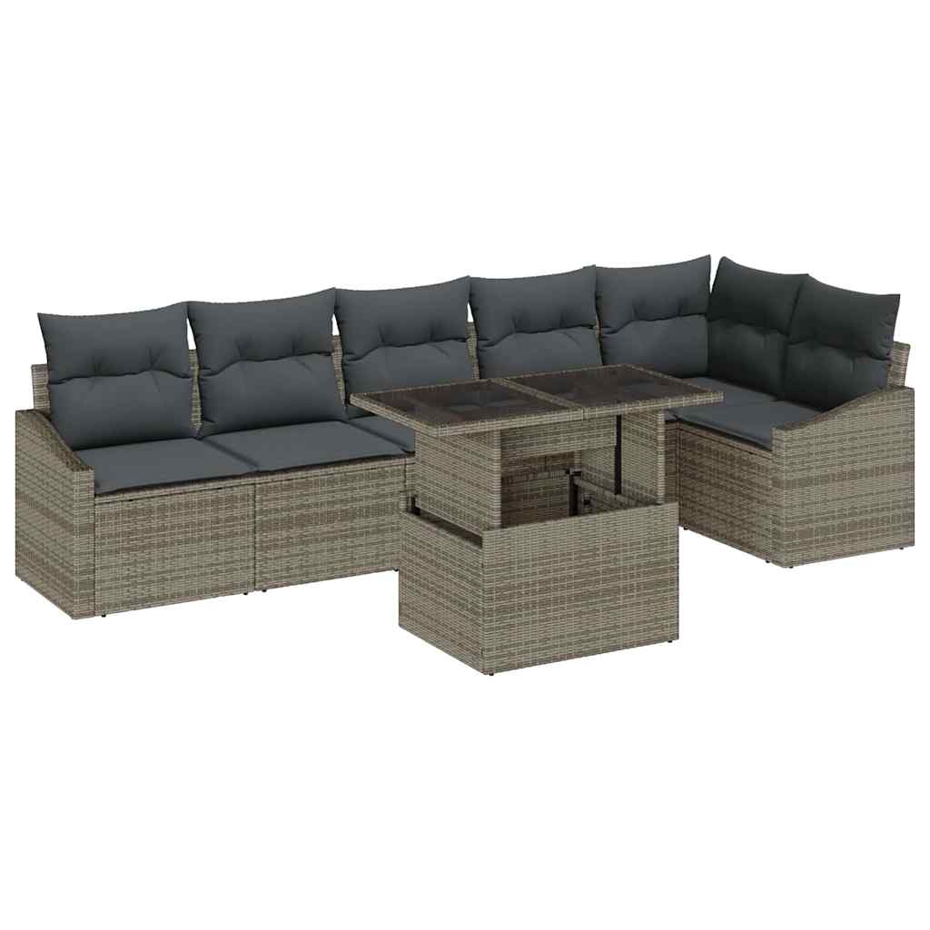Conjunto de sofá de jardim 7 unid. cinzeto
