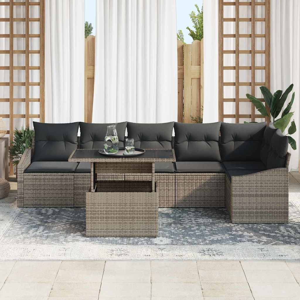 Conjunto de sofá de jardim 7 unid. cinzeto