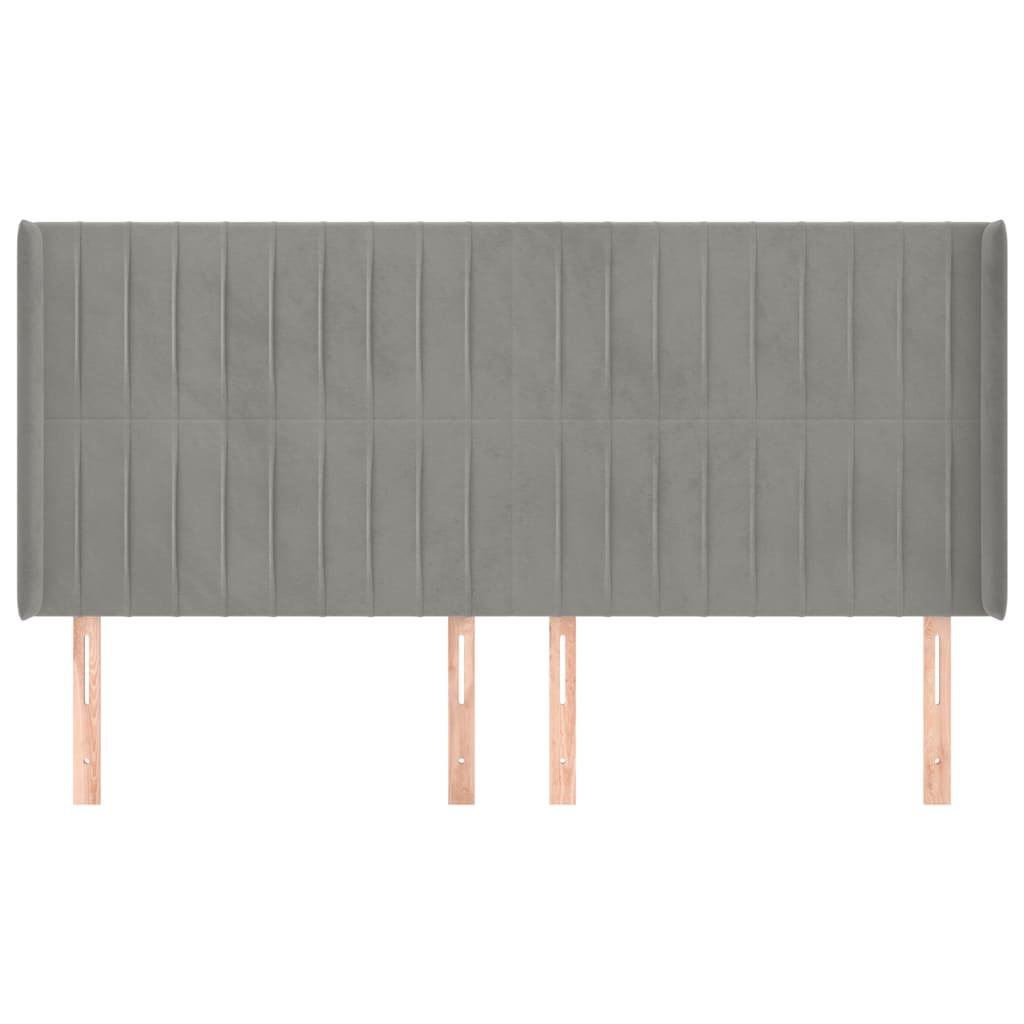 Cabeceira cama c/ abas veludo 183x16x118/128 cm cinzento-claro
