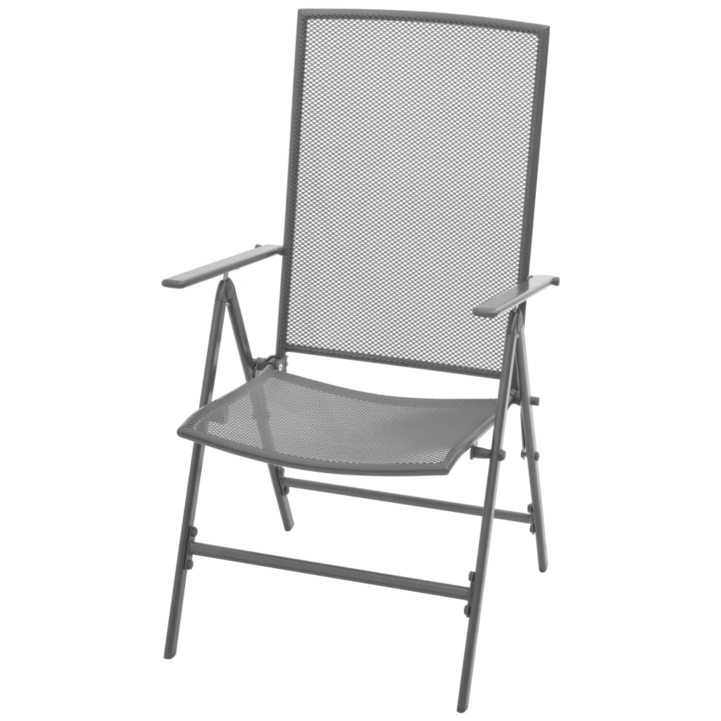 Cadeiras de jardim empilháveis 2 pcs aço cinzento
