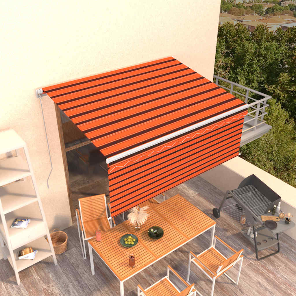 Toldo retrátil manual com estore 3,5x2,5 m laranja/castanho