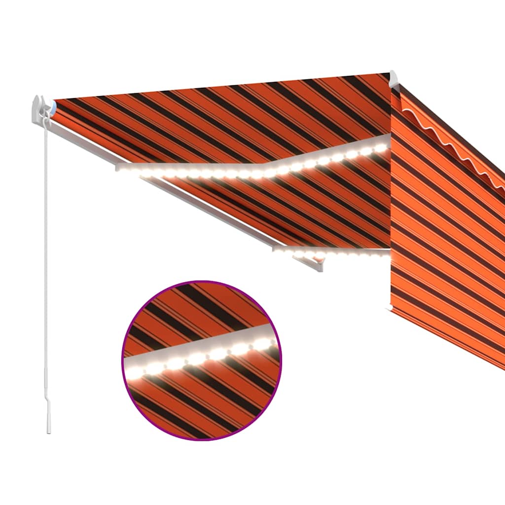Toldo retrátil manual com estore 3,5x2,5 m laranja/castanho