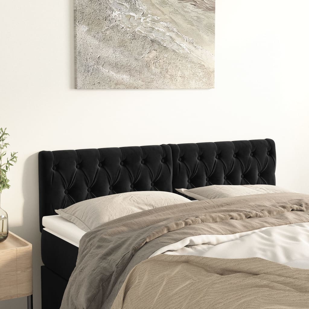 Cabeceiras preto 144x7x78/88 cm veludo