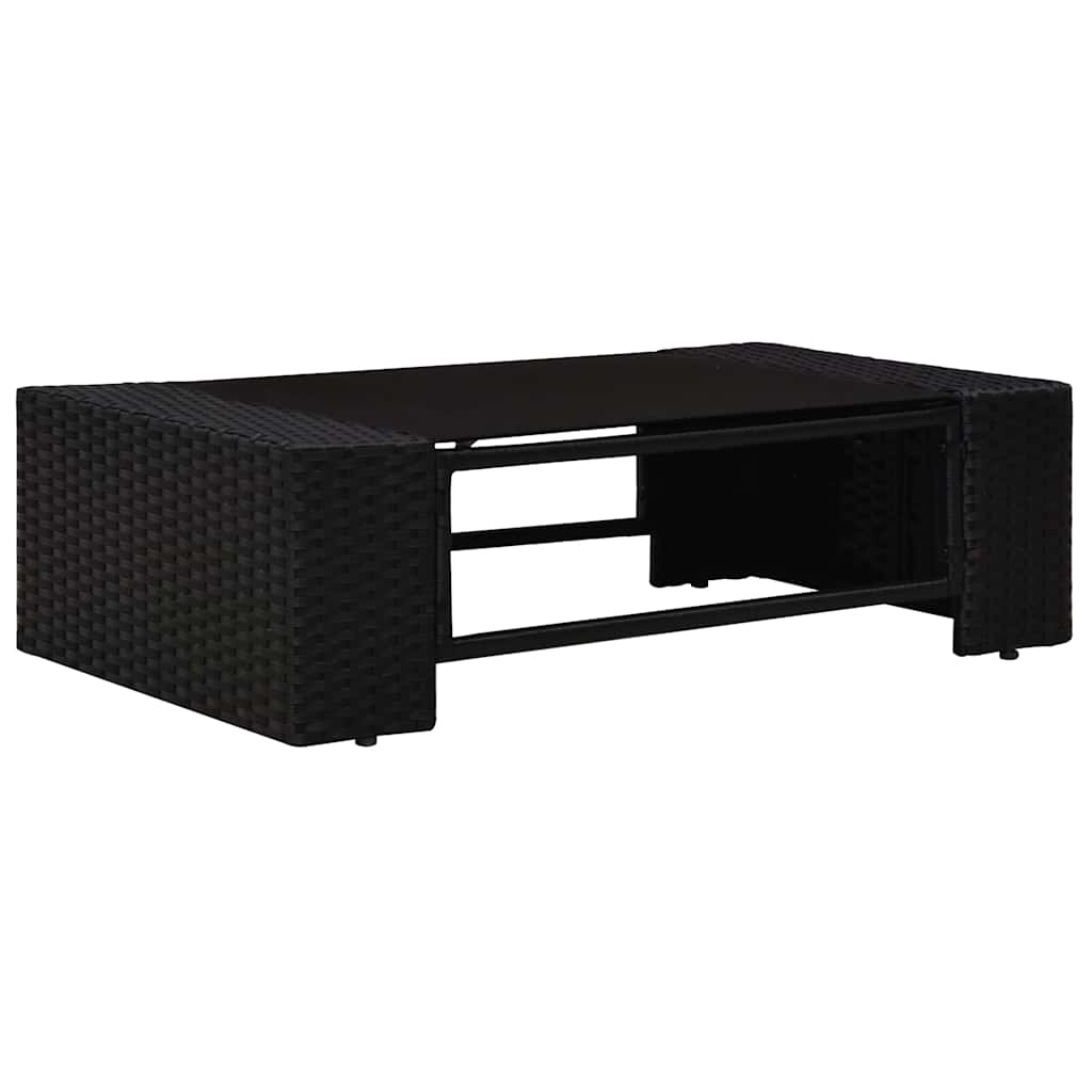 7 Pcs conjunto lounge para jardim vime PE preto