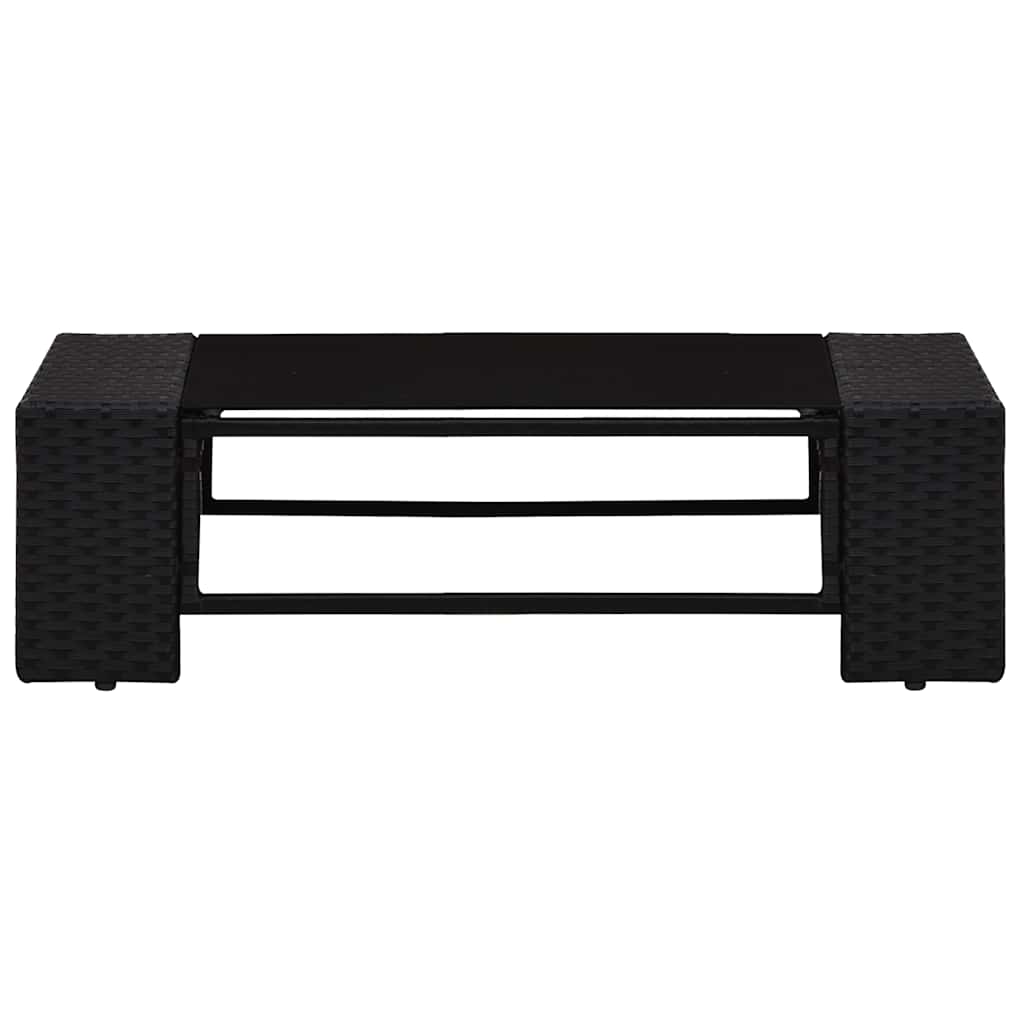 7 Pcs conjunto lounge para jardim vime PE preto
