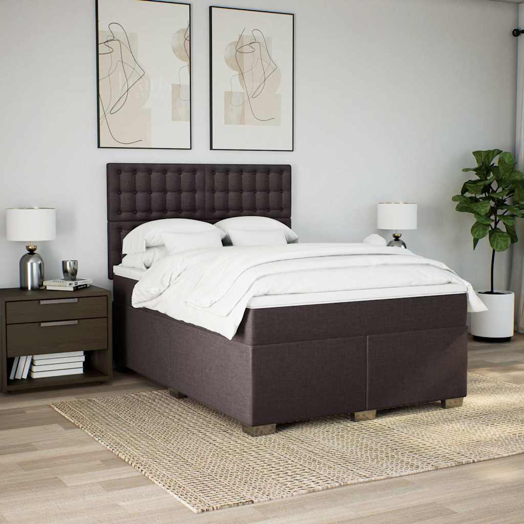 Cama com molas/colchão 140x190 cm tecido castanho-escuro