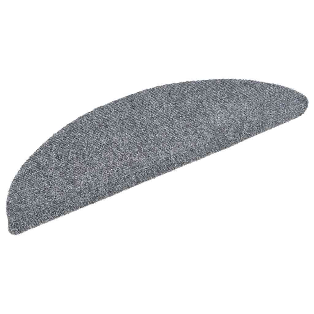 Tapetes de escada autoadesivos 20 peças 56x17x3 cm cinza claro semicircular