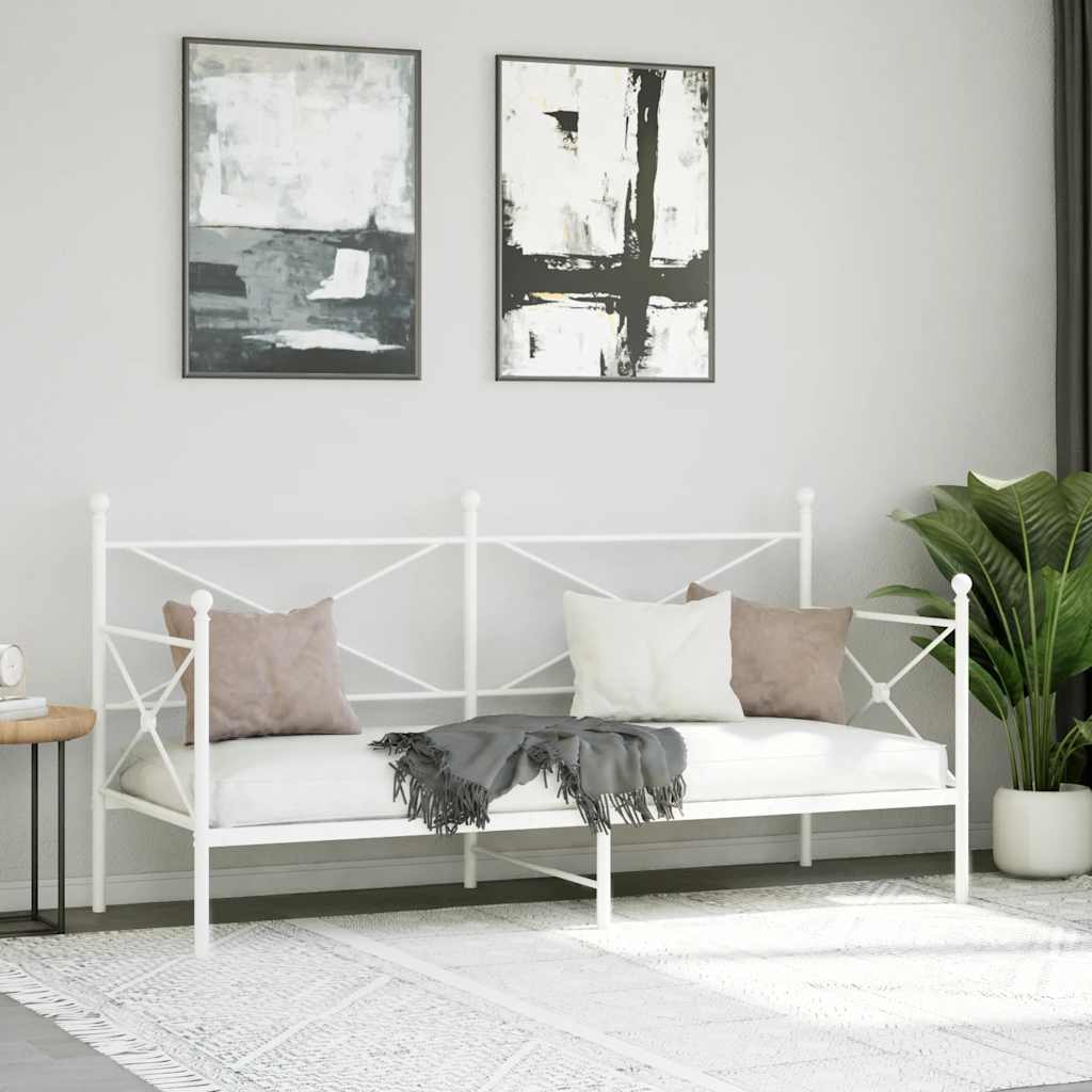Cama de dia sem colchão 90x200 cm aço branco
