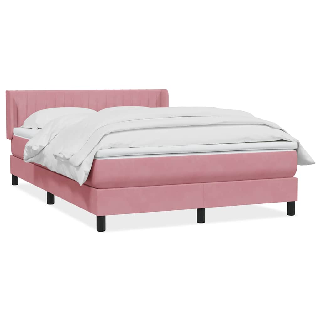 Cama com molas/colchão 140x220 cm veludo rosa