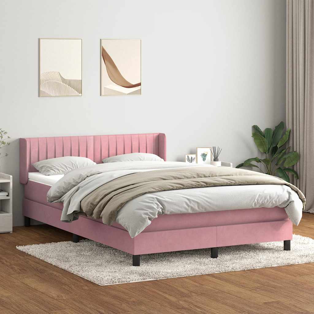 Cama com molas/colchão 140x220 cm veludo rosa