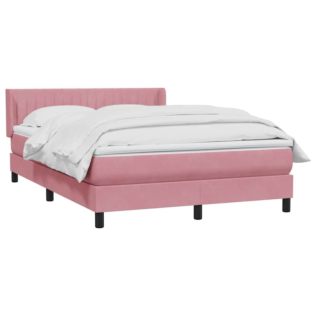 Cama com molas/colchão 140x220 cm veludo rosa