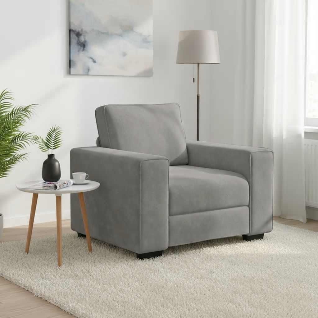 Poltrona 100x77x82 cm veludo cinzento-claro