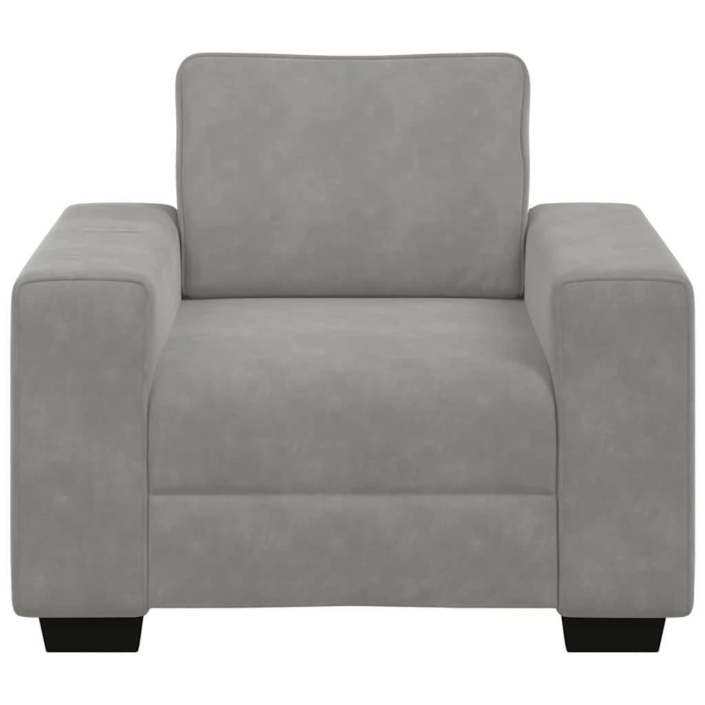 Poltrona 100x77x82 cm veludo cinzento-claro