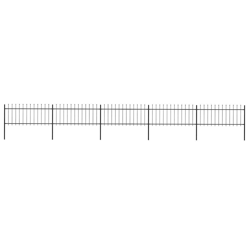 Cerca de jardim com topo em forma de lança em aço 838x80 cm, preta