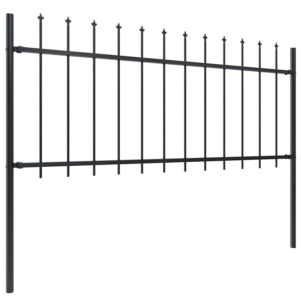 Cerca de jardim com topo em forma de lança em aço 838x80 cm, preta