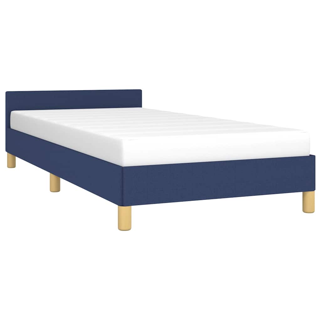Estrutura cama c/ cabeceira sem colchão tecido 90x200 cm azul