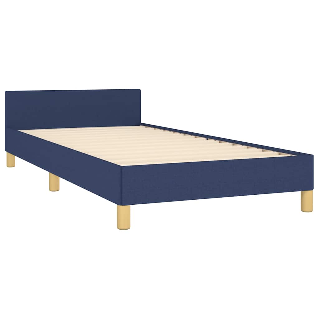Estrutura cama c/ cabeceira sem colchão tecido 90x200 cm azul