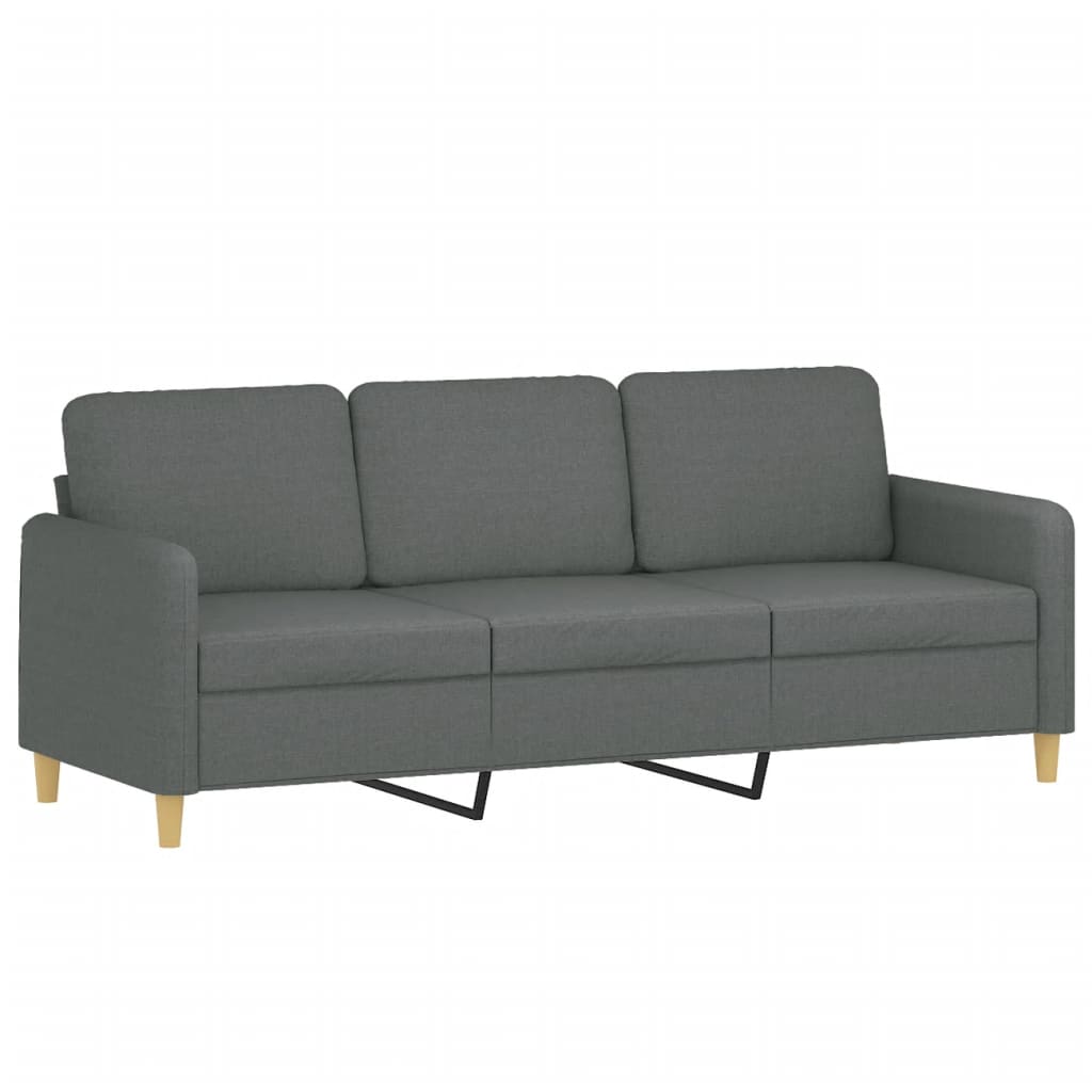 2 Pcs conjunto de sofás com almofadas tecido cinzento-escuro