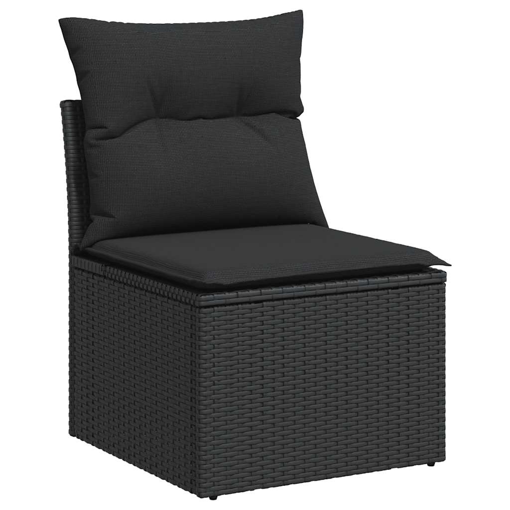 9 Pcs conjunto de sofás p/ jardim c/ almofadões vime PE preto