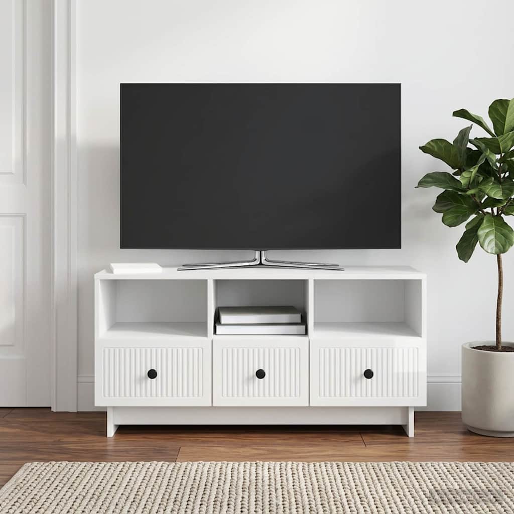 Gabinete para TV com gaveta branco brilhante 102 x 34,5 x 50 cm
